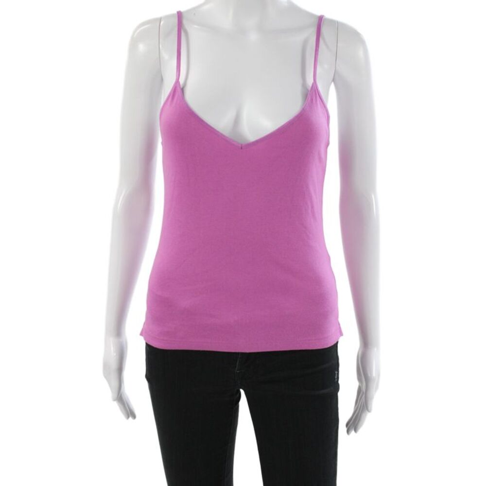 Jigsaw Womens V-Neck Cotton Camisole Pink Sleeveless Size S